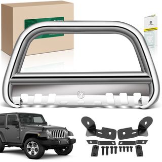 3 Inch Silver S/S 304 Bull Bar Front Bumper Grille Guard for Jeep Wrangler 2010-2018 Wrangler JK