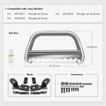 3 Inch Silver S/S 304 Bull Bar Front Bumper Grille Guard for Jeep Wrangler 2010-2018 Wrangler JK