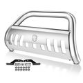 3 Inch Silver S/S 304 Bull Bar Front Bumper Grille Guard with Skid Plate for Nissan Frontier 2022-2024