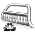 3 Inch Silver S/S 304 Bull Bar Front Bumper Grille Guard with Skid Plate for Nissan NV1500 NV2500 12-21