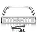 3 Inch Silver S/S 304 Bull Bar Front Bumper Grille Guard with Skid Plate for Nissan TITAN 2017-2024