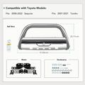 3.5 Inch Silver S/S 304 Bull Bar Push Front Bumper Grille Guard for Toyota Sequoia 08-22 Tundra 07-21