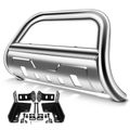 3.5 Inch Silver S/S 304 Bull Bar Front Bumper Grille Guard with Skid Plate for Toyota Tacoma 2016-2023