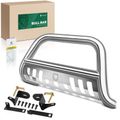 3 Inch Silver S/S 304 Bull Bar Front Bumper Grille Guard with Skid Plate for Toyota Highlander 14-16