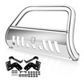 3 Inch Silver S/S 304 Bull Bar Front Bumper Grille Guard with Skid Plate for Toyota Tundra 2022-2024