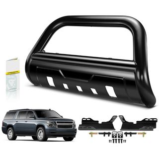 3.5 Inch Black Carbon Steel Bull Bar Front Bumper Grille Guard for Chevy Silverado GMC Sierra 2007-2019