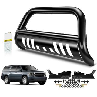 3 Inch Black Carbon Steel Bull Bar Front Bumper Grille Guard for Chevy Silverado 1500 GMC Sierra 07-18