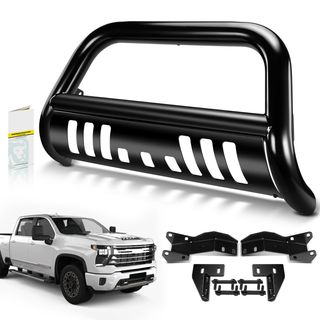 3 Inch Black Carbon Steel Bull Bar Front Bumper Push Grille Guard for Chevy Silverado 2500 3500 HD 2020-2023