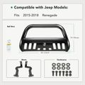 2.5 Inch Black Carbon Steel Bull Bar Front Bumper Grille Guard for Jeep Renegade 2015-2018