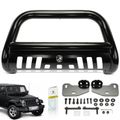 3 Inch Black Carbon Steel Bull Bar Front Bumper Grille Guard for Jeep Wrangler JL 18-24 Gladiator JT