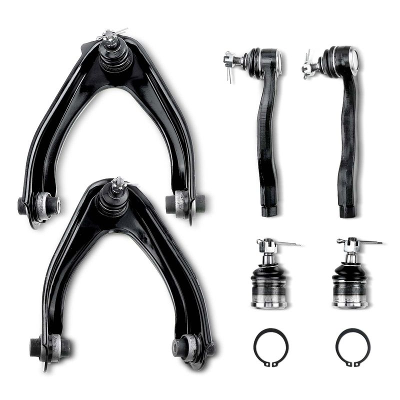 6 Pcs Front Upper Control Arm with Ball Joint Tie Rod End for Honda CR-V 1997-2001