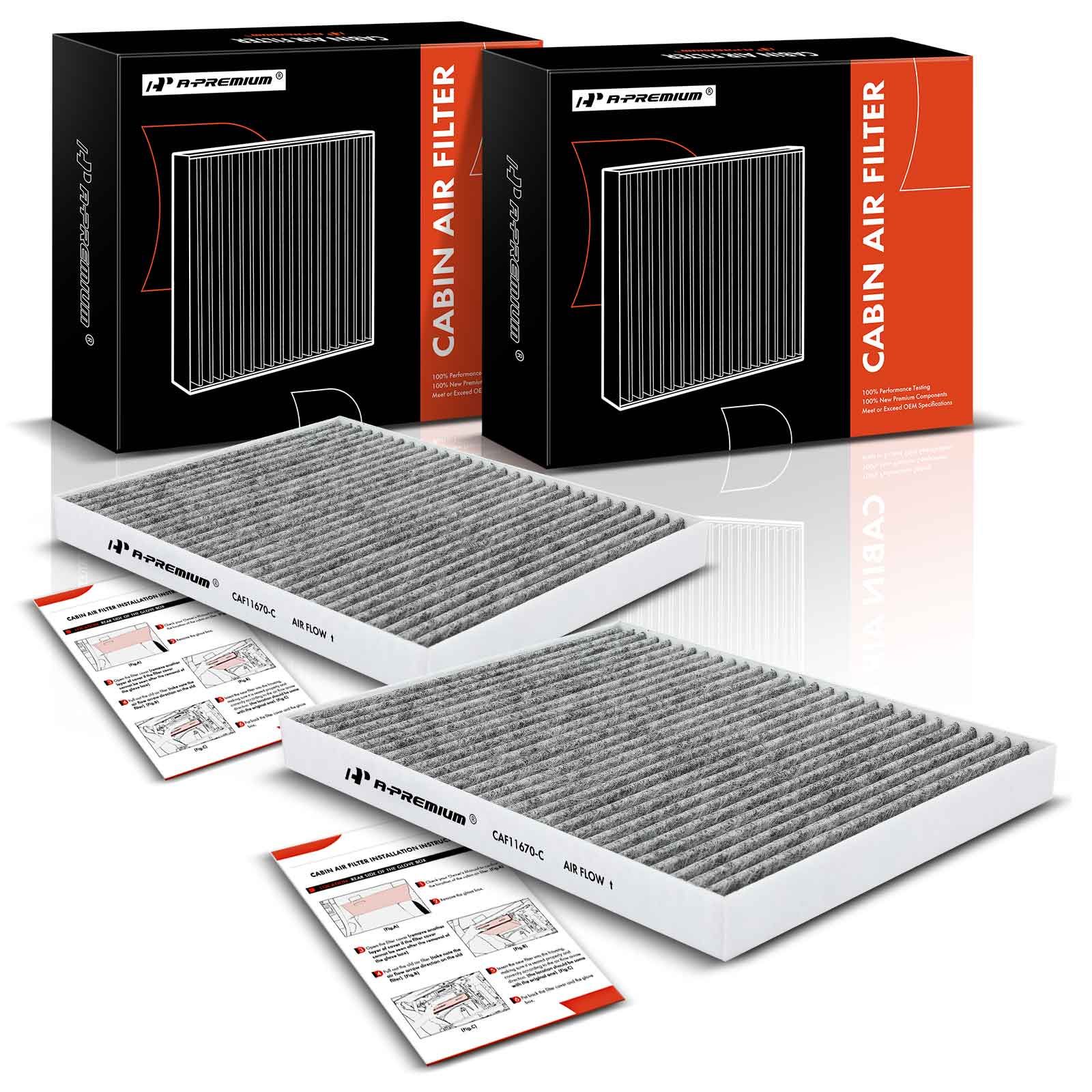 2 Pcs Activated Carbon Cabin Air Filters for 2011 Ford Fiesta