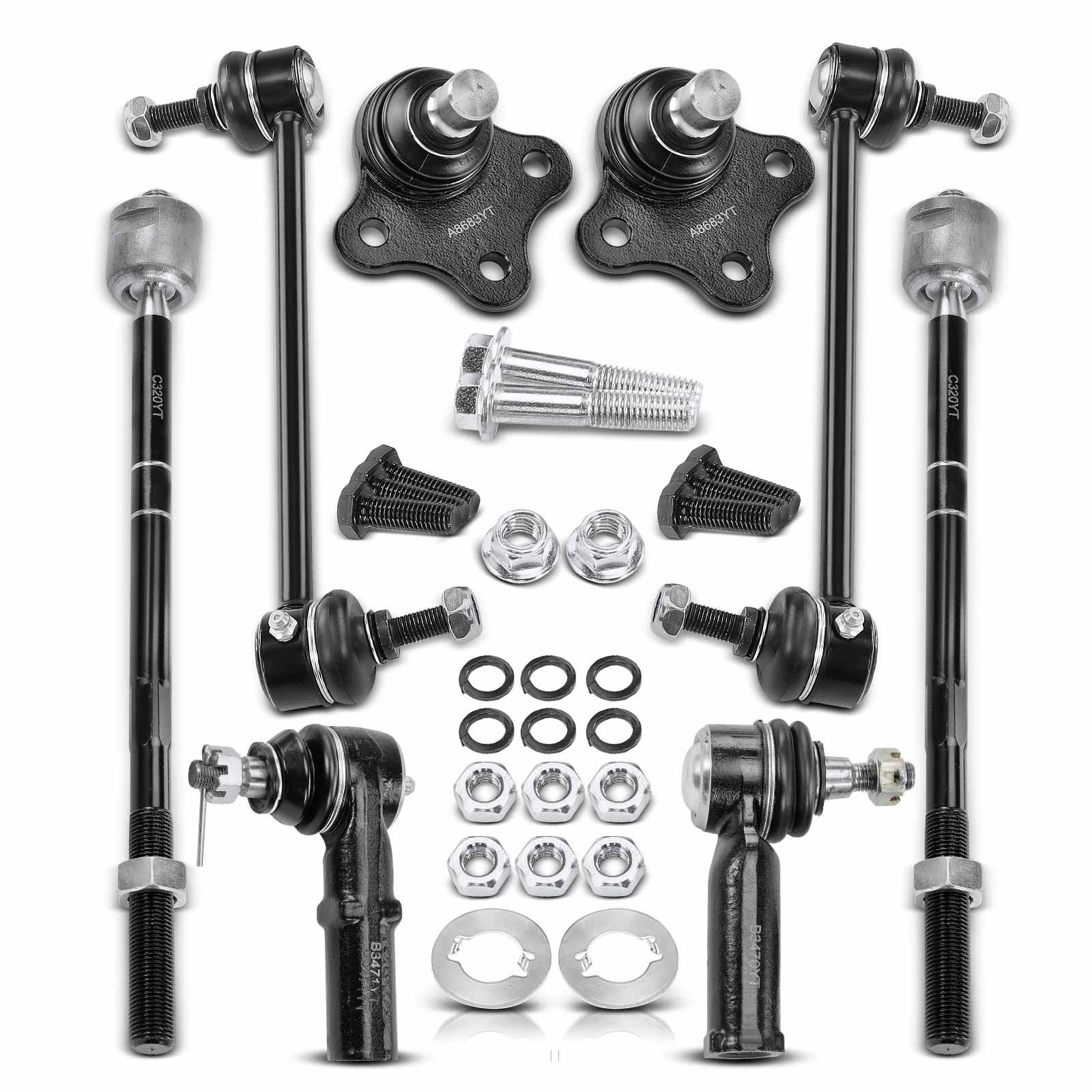 8 Pcs Sway Bar Link with Ball Joint Tie Rod End for 1999 Ford Contour