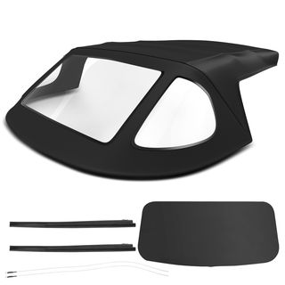 Convertible Soft Top with Clear Plastic Window for Mercedes-Benz R107 380SL Black