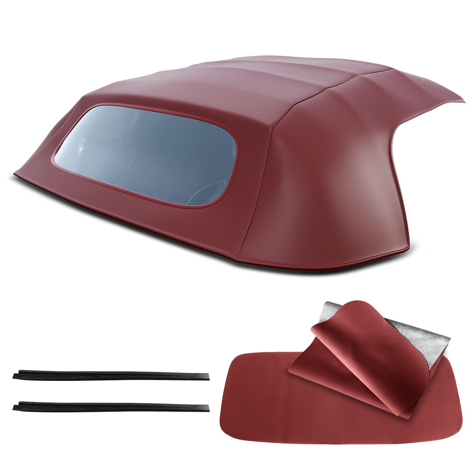 Burgundy Convertible Soft Top with Plastic Window for 1997 Porsche Boxster