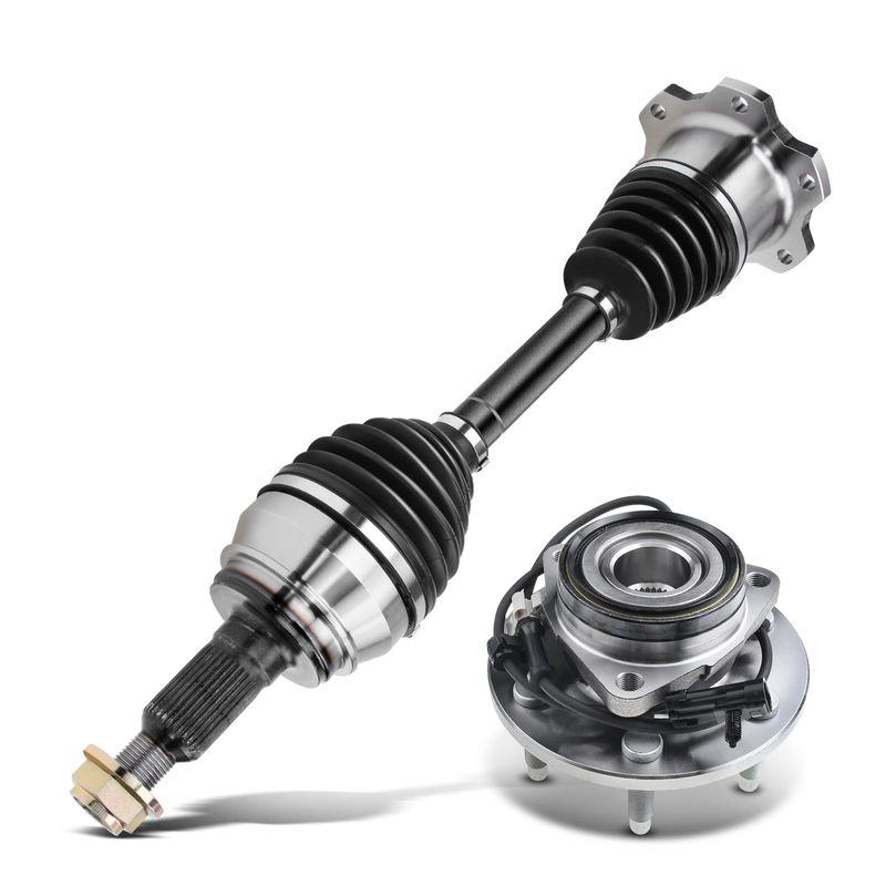 Front Driver or Passenger CV Axle Shaft + Hub Bearing for 2000 GMC Sierra 1500