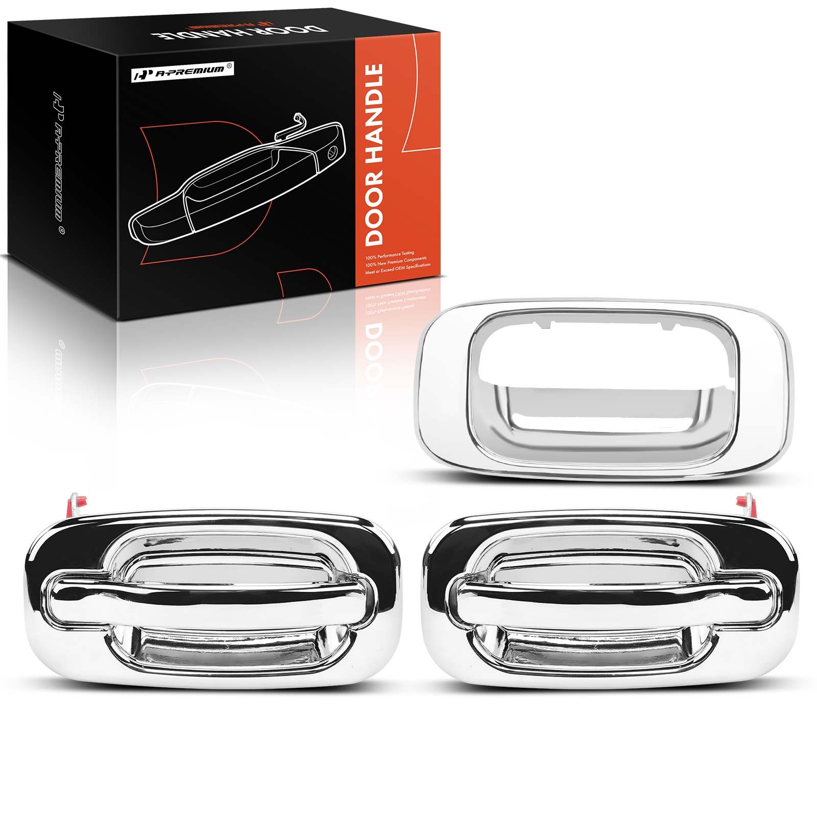 3 Pcs Front & Tailgate Chrome Exterior Door Handle for 2003 Chevrolet Silverado 1500 HD