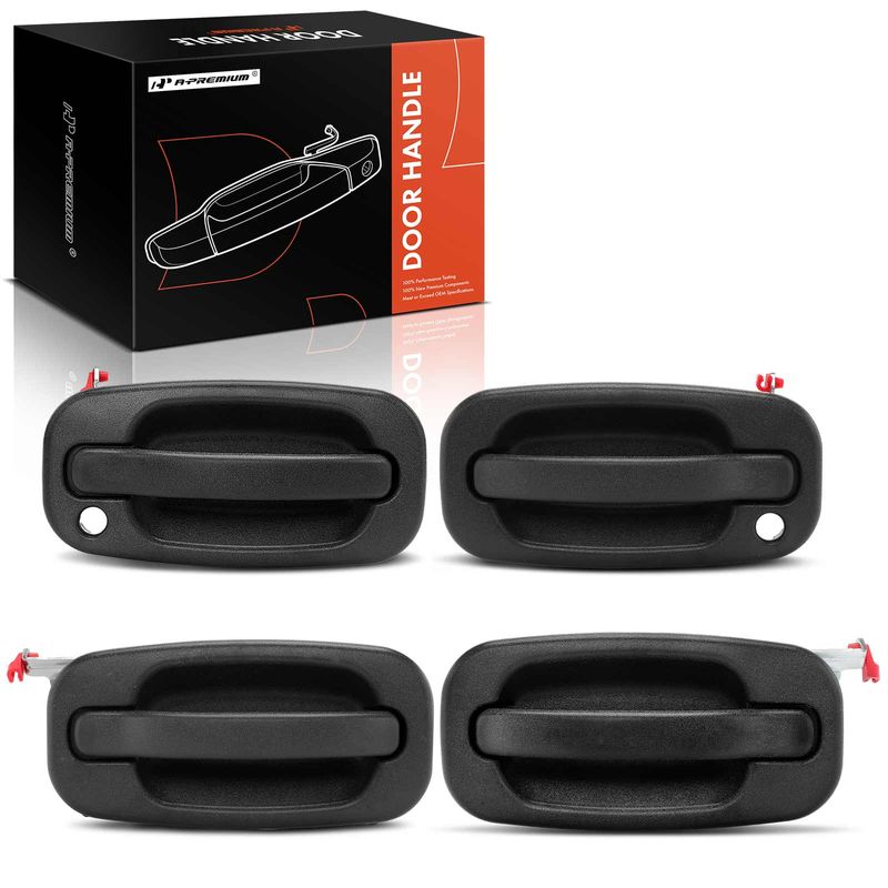 4 Pcs Front & Rear Textured Black Exterior Door Handle for 2005 Chevrolet Avalanche 1500