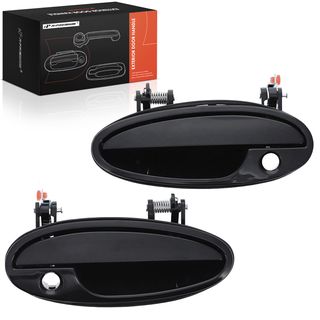 2 Pcs Front Black Smooth Exterior Door Handle for Buick Chevy