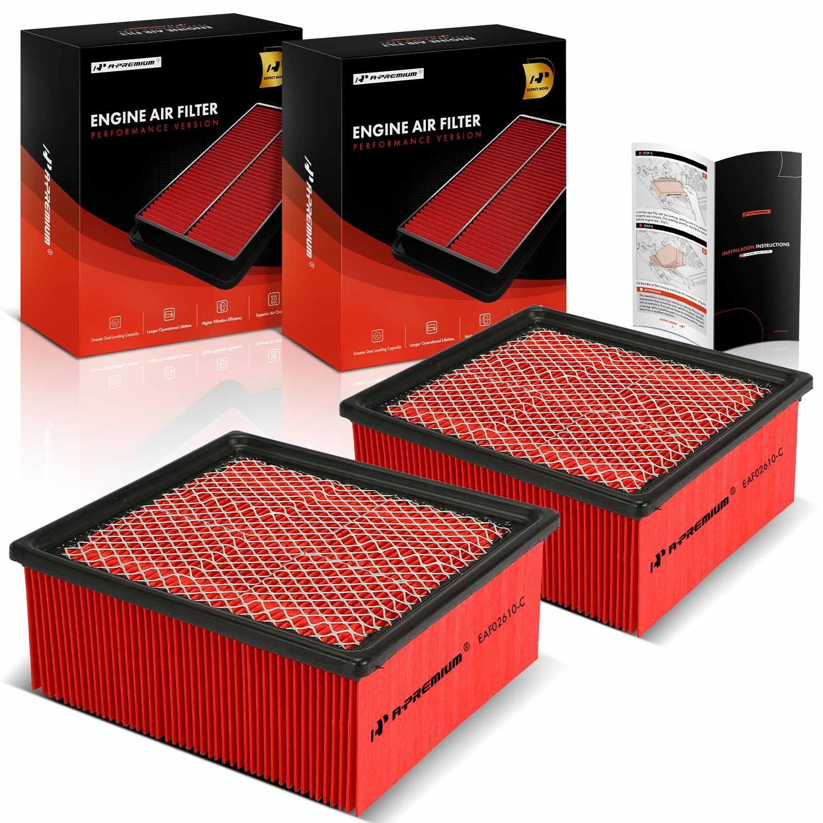 2 Pcs High Performance Engine Air Filter for 2019 Ram 5500 6.4L V8