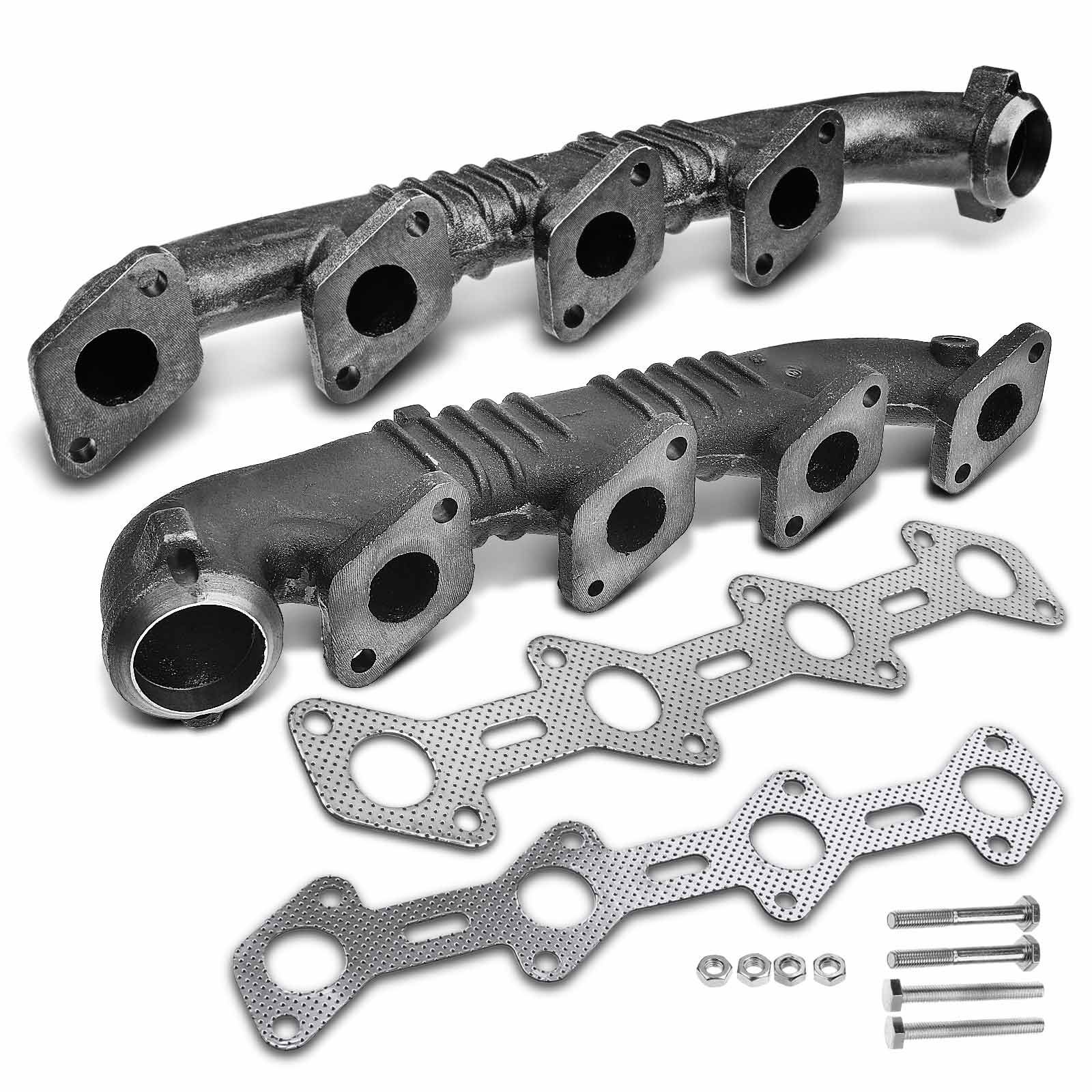 2 Pcs Left & Right Exhaust Manifold with Gasket for 2005 Ford E-350 Super Duty 6.0L V8