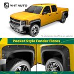 4 Pcs Front & Rear Pocket Style Fender Flare for Dodge Ram 1500 Ram 2500 3500