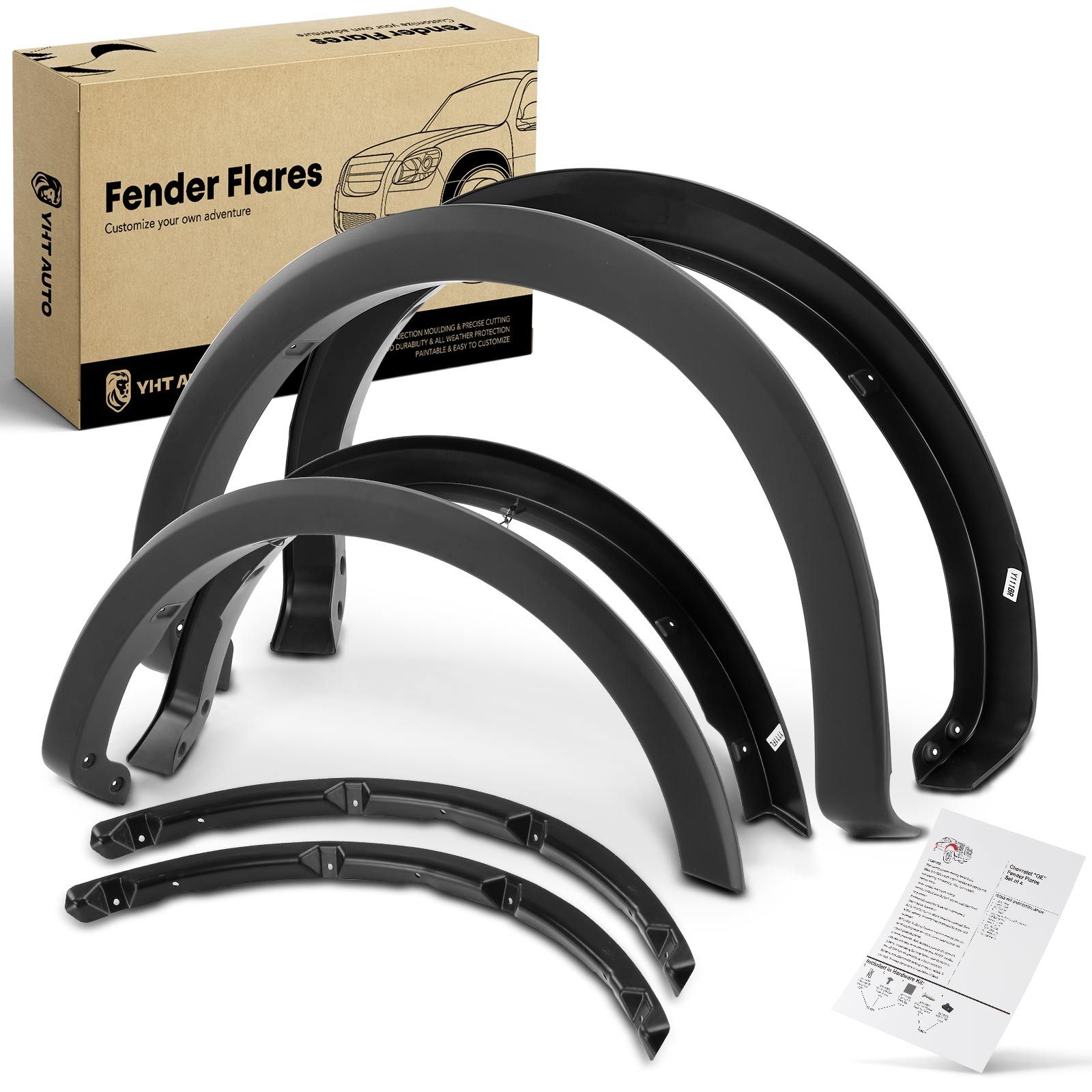 4 Pcs Front & Rear Factory Style Textured Fender Flares for 2021-2022 ...