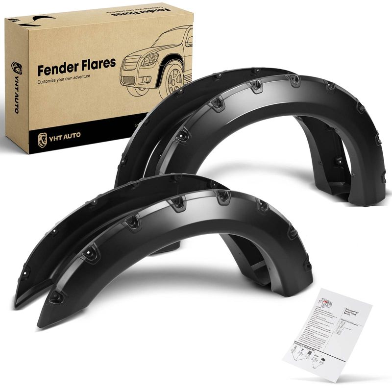 Front & Rear Pocket Shiny Fender Flares | 6.75FT 8FT Bed for 1999 Ford F-350 Super Duty