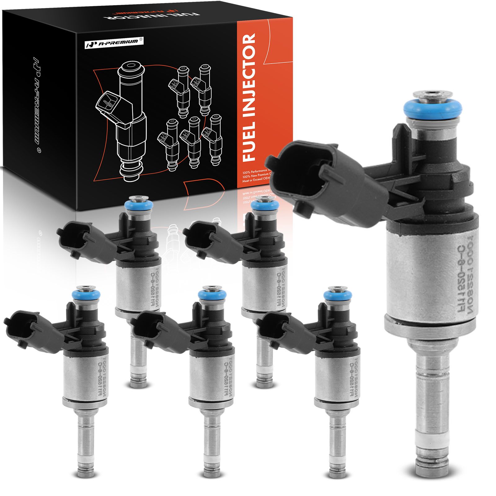 6 Pcs Black Fuel Injectors for 2014 Chevrolet Traverse