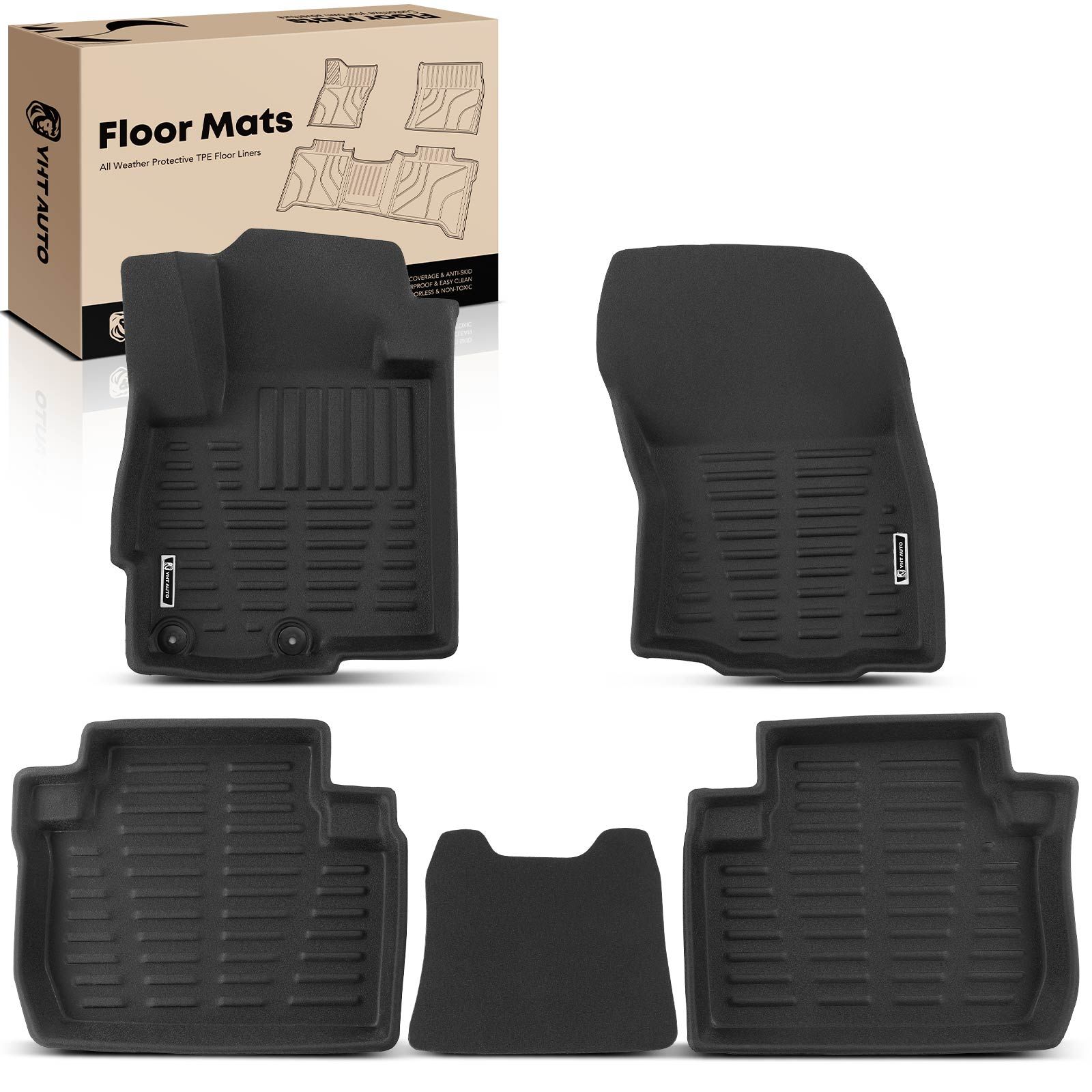 5 Pcs Front & Rear Black Floor Mats Liners for 2007 Mitsubishi Outlander