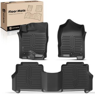 3 Pcs Front & Rear Black TPE textured Floor Mats Liners for Nissan TITAN 17-21