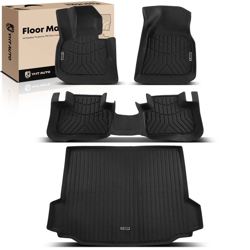 4 Pcs Front & Rear & Trunk Black Floor Mats Liners for 2019 BMW X3