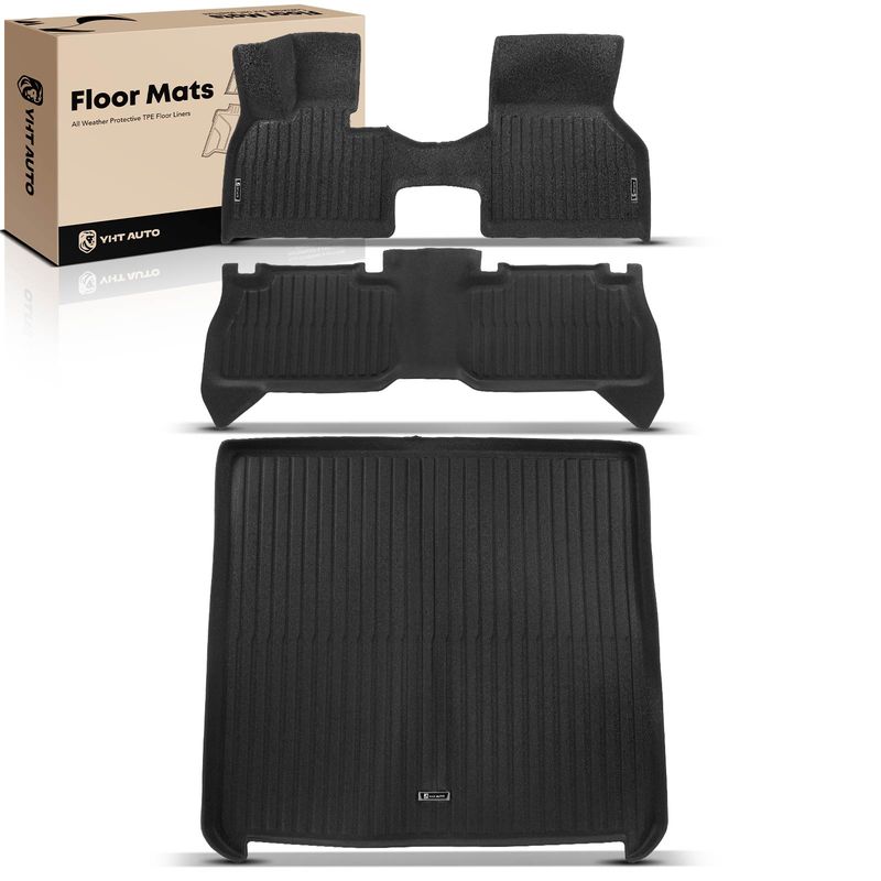 3 Pcs Front & Rear Black Floor Mats Trunk Cargo Liners for 2024 BMW iX3