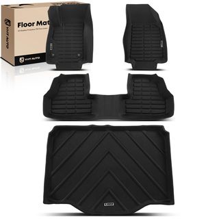 4 Pcs Front & Rear & Trunk Black Floor Mats Liners for Buick Encore Chevrolet Trax