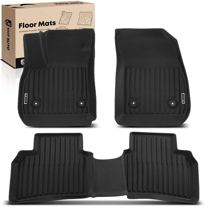 3 Pcs Front & Rear Black Floor Mats Liners for Buick Enclave 2018-2023 SUV TPE