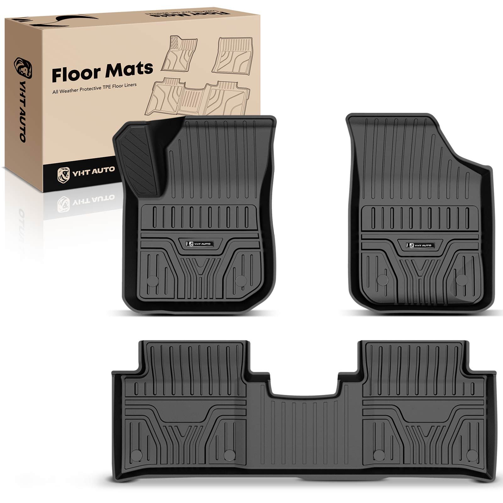 3 Pcs Front & Rear Black TPE textured Floor Mats Liners for 2017 Buick Envision