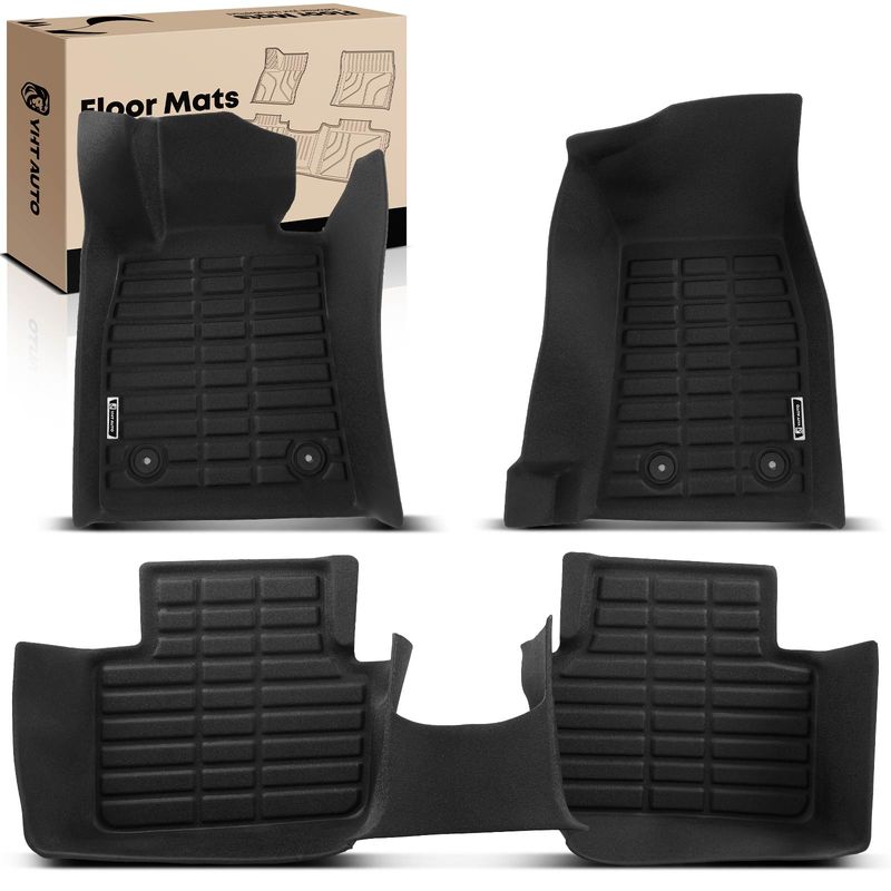 3 Pcs Front & Rear Black Floor Mats Liners for 2015 Cadillac CTS