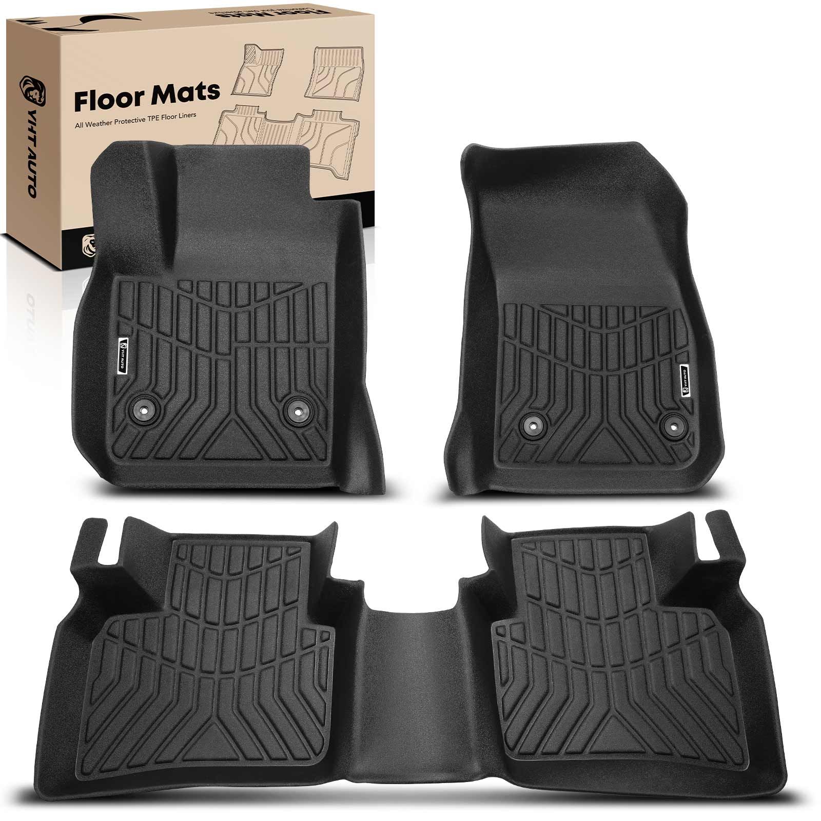 3 Pcs Front & Rear Black Floor Mats Liners for 2021 Cadillac XT4