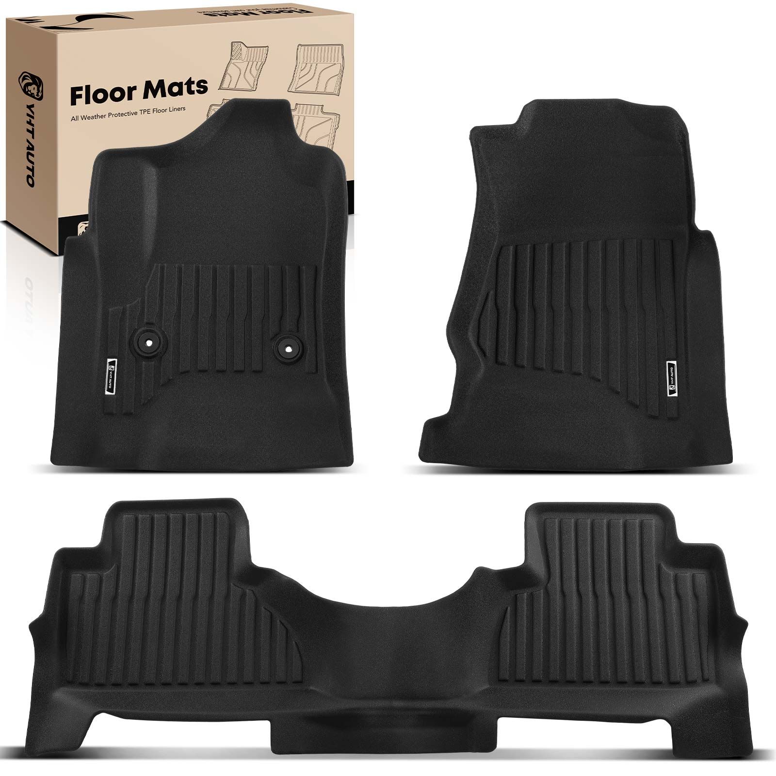 3 Pcs Front & Rear Black Floor Mats Liner for 2017 Cadillac Escalade