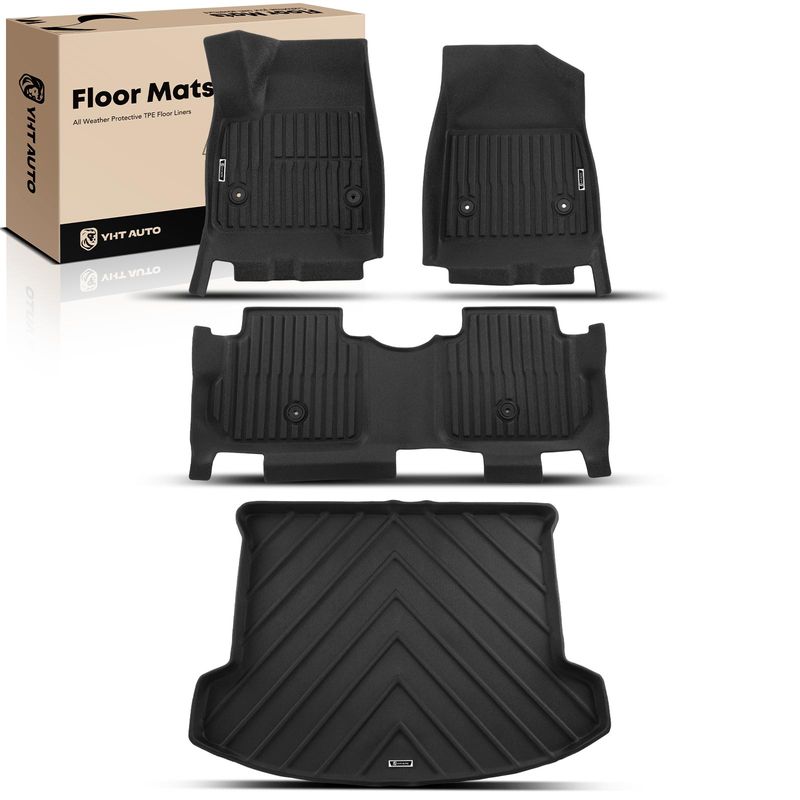 4 Pcs Front & Rear Black Floor Mats Liners for Cadillac XT5 2017-2024 with Trunk Mat