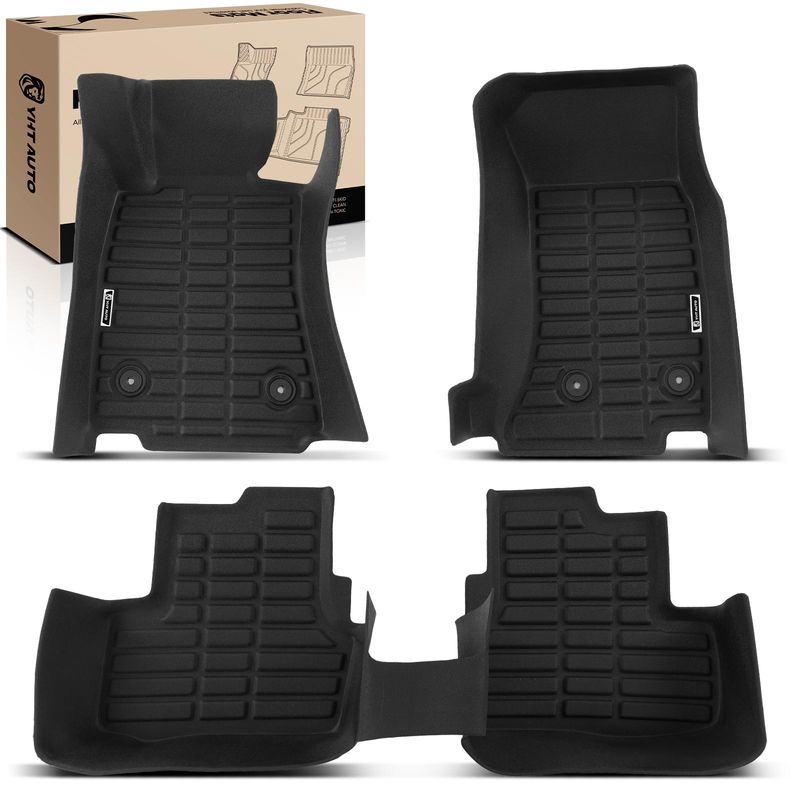 3 Pcs Front & Rear Black Floor Mats Liners for 2016 Cadillac ATS