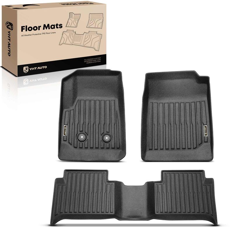 3 Pcs Front & Rear Black Floor Mats Liners for 2018 Chevrolet Colorado