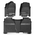 3 Pcs Front & Rear Black TPE textured Floor Mats Liners for 2018 GMC Sierra 3500 HD