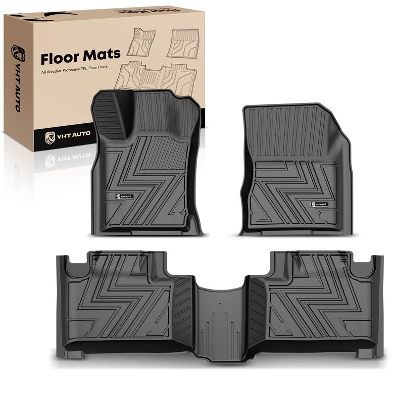 3 Pcs Front & Rear Black TPE textured Floor Mats Liners for 2017 Dodge Durango