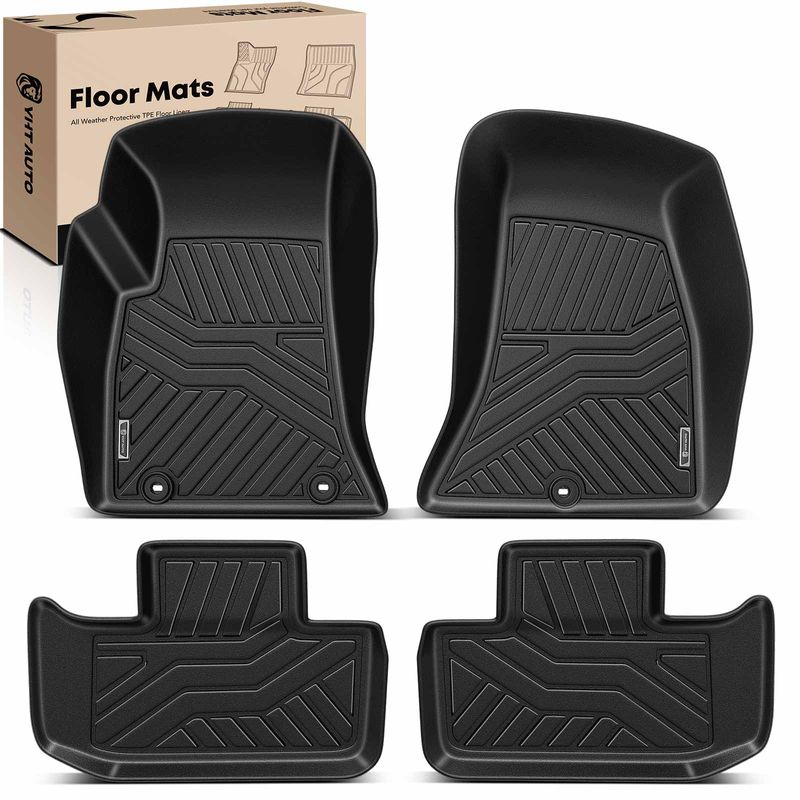 4 Pcs Front & Rear Black TPE textured Floor Mats Liners for 2016 Dodge Challenger