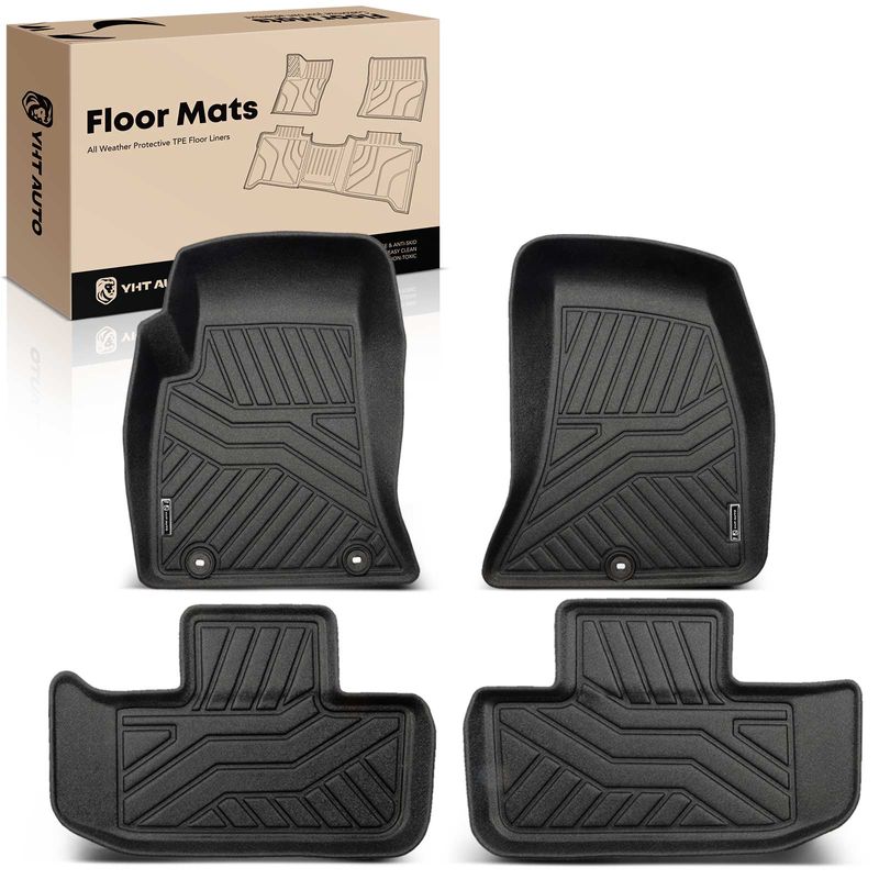 4 Pcs Front & Rear Black TPE textured Floor Mats Liners for 2016 Dodge Challenger