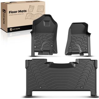 3 Pcs Front & Rear Black TPE textured Floor Mats Liners for Ram 1500 2019-2024 Crew Cab