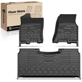 3 Pcs Front & Rear Black TPE textured Floor Mats Liners for Ram 1500 2500 3500 Crew Cab Pickup