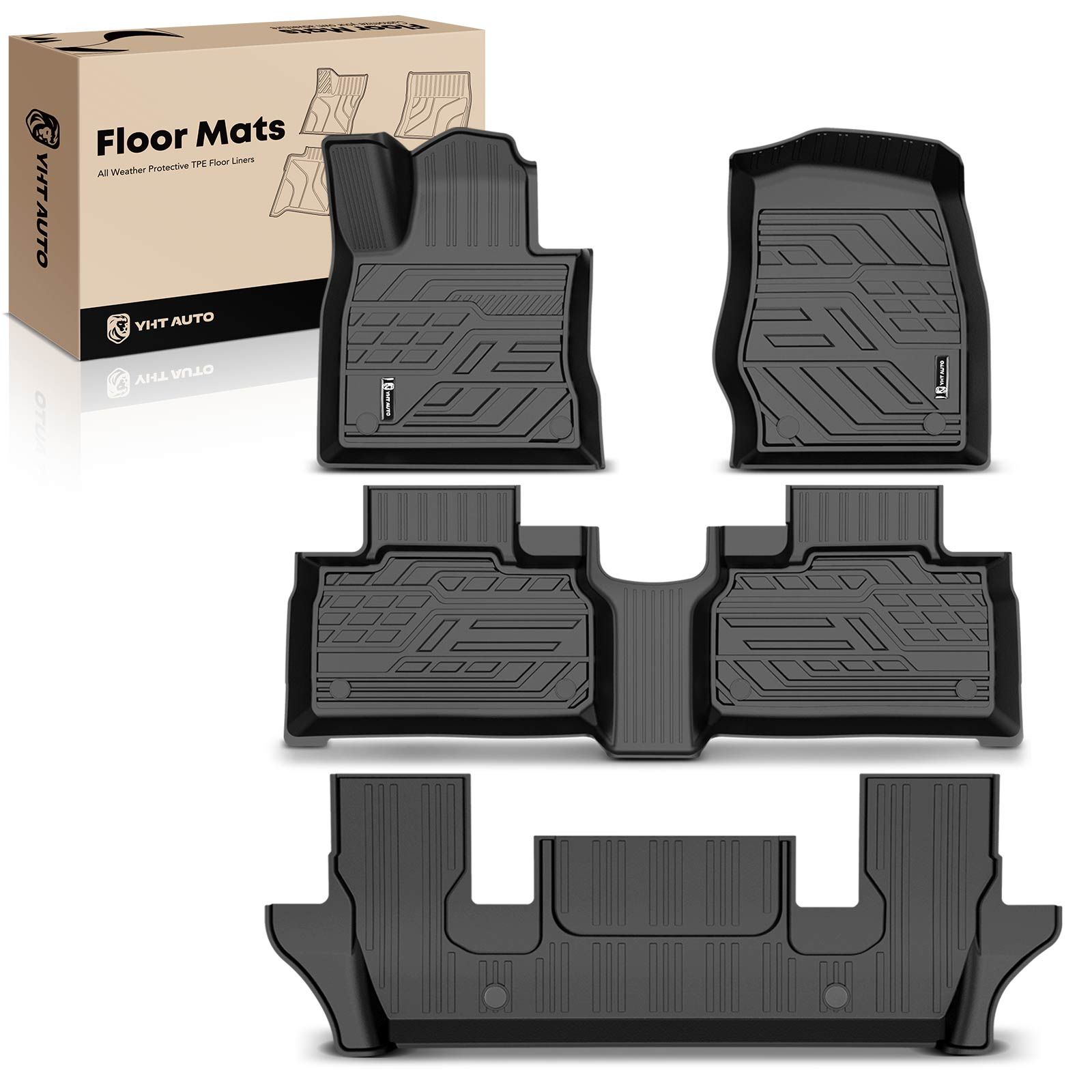 4 Pcs Front & Rear Black Floor Mats Liner for 2021 Ford Explorer