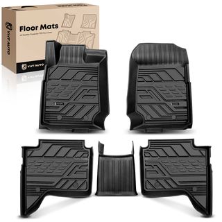 3 Pcs Front & Rear Black TPE textured Floor Mats Liners for Ford Ranger Crew Cab Pickup 19-21